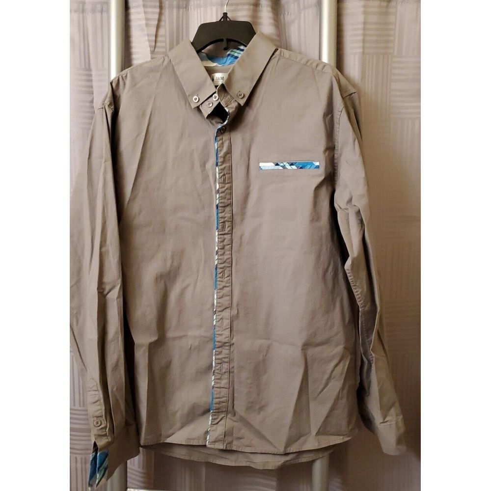 Mens Tam Ware‎ Grey Long Sleeve Button Down Shirt Size 2XL